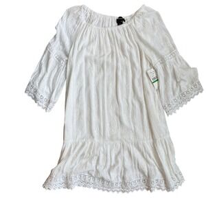 Karen Kane Amalfi Coast Mixed Lace Dress White Boho NWT Womens L